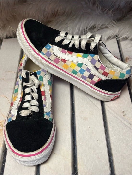 Vans Other - Kids Vans Old Skool Rainbow Checkerboard Low‎ Skate Shoes Sneakers Size 3.5